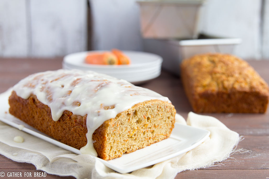 Carrot Cake Bread - Delicious healthier version of carrot cake, made with Greek yogurt and less sugar. // gatherforbread.com
