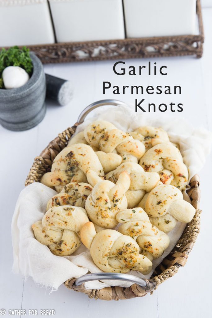 Garlic Parmesan Knots - gatherforbread.com