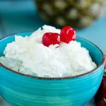 Pina Colada Fruit Dip - Delicious creamy pina colada dip. Whips up with 4 easy ingredients. Made in minutes, perfect for dipping with fruits; strawberries, pineapple and kiwi.