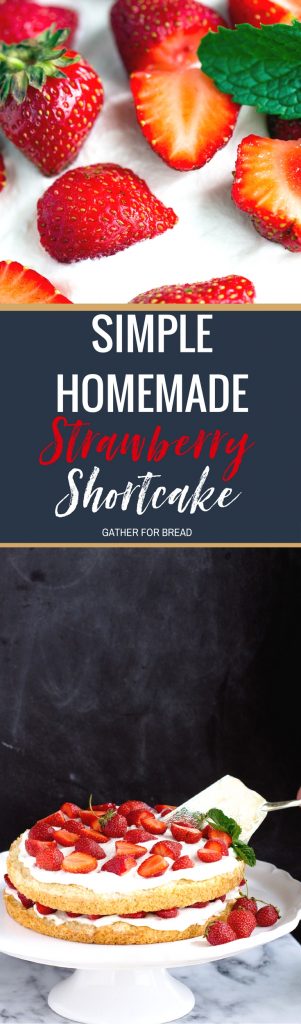 Simple Homemade Strawberry Shortcake - Recipe for an easy homemade strawberry shortcake made with fresh berries whipped cream, ultimate summer dessert. Sweet sponge cake layered with strawberries, perfect!