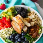 Fried Chicken Triple Berry Kale Salad
