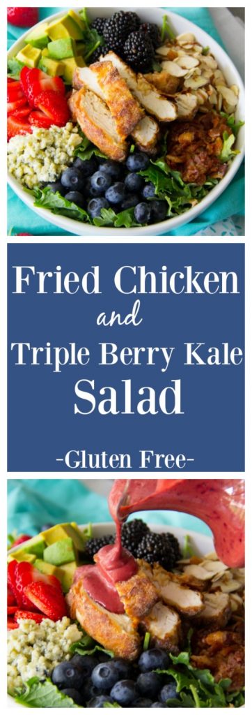 Fried Chicken Triple Berry Kale Salad
