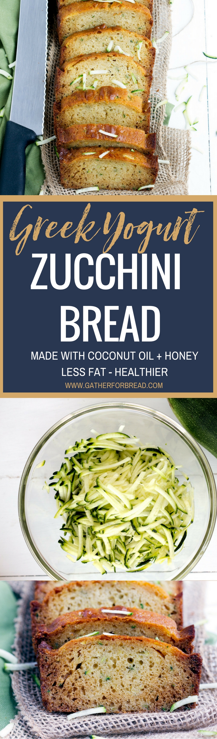 Greek Yogurt Zucchini Bread - Traditional homemade zucchini bread made healthy with Greek Yogurt, coconut oil and honey. Less fat yet still makes a moist delicious loaf that's easy to make.