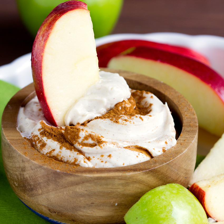 Cream Cheese Brown Sugar Apple Dip - Easy fluffy apple dip appetizer made with cream cheese brown sugar and marshmallow fluff for a simple fall snack.