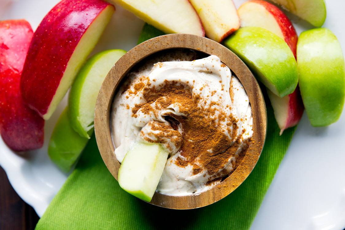Cream Cheese Brown Sugar Apple Dip - Easy fluffy apple dip appetizer made with cream cheese brown sugar and marshmallow fluff for a simple fall snack. 