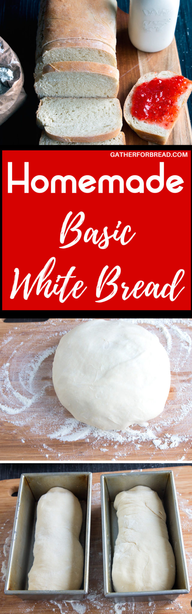 Basic Homemade White Bread - Simple and easy homemade white bread made with all purpose flour. This loaf is perfect for sandwiches, toast or to slather with jelly.