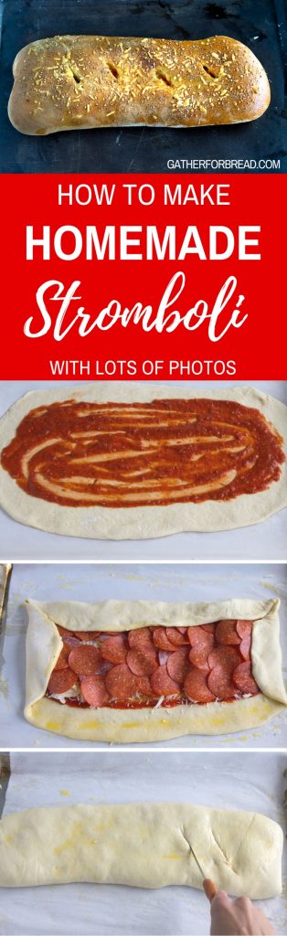 Homemade Stromboli - Recipe for how to make homemade stromboli made with pizza dough. Real dough, stuffed pepperoni salami and cheeses for an authentic Italian dinner.