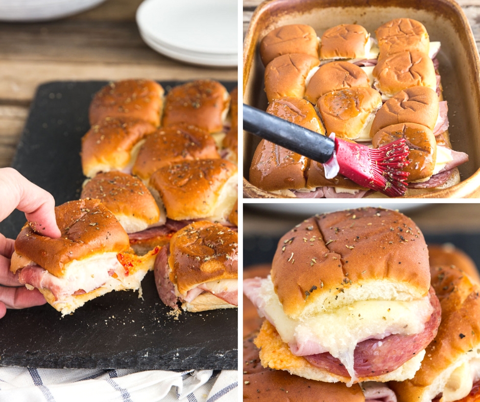 Italian Slider Sandwiches - Sliders stuffed with Italian meats, ham, salami, pepperoni, cheese, baked to perfection. Great appetizer for parties, gatherings