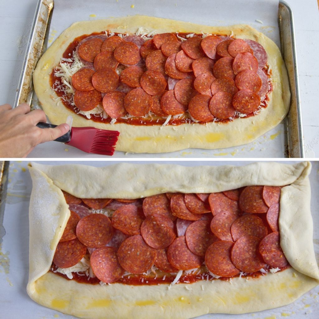 How to Make Stromboli - Recipe for how to make homemade stromboli made with pizza dough. Real dough, stuffed pepperoni salami and cheeses for an authentic Italian dinner.