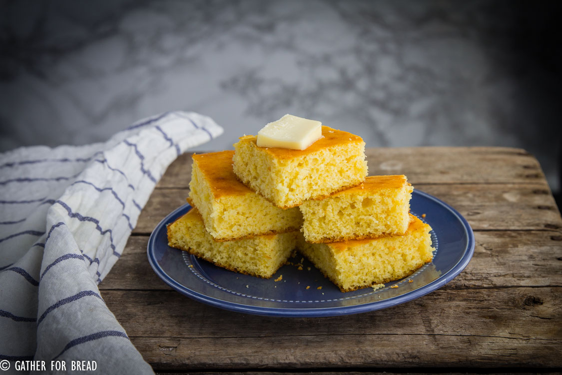 Slightly sweet golden yellow corn bread. simple homemade bread recipe made with milk, perfect with chili or soup. Make as muffins or a loaf.