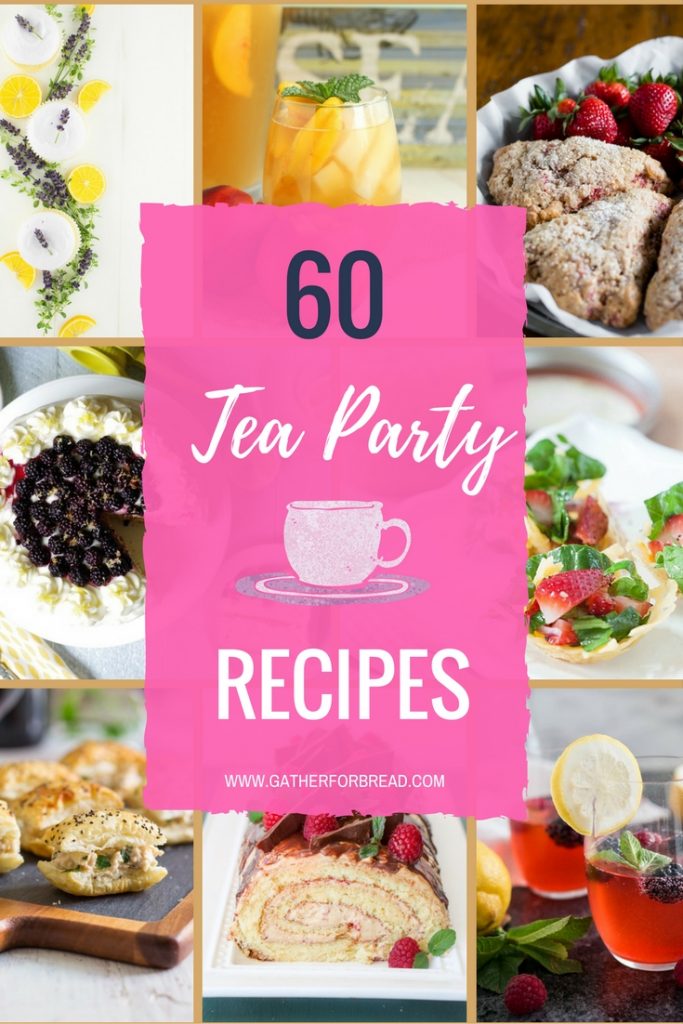 Tea Party Recipes - Featuring a round up of ideas for tea parties. Bites, little eats, appetizers, mini sandwiches, scones, desserts and more. A collection of lots of recipes to pull off a fun tea party.