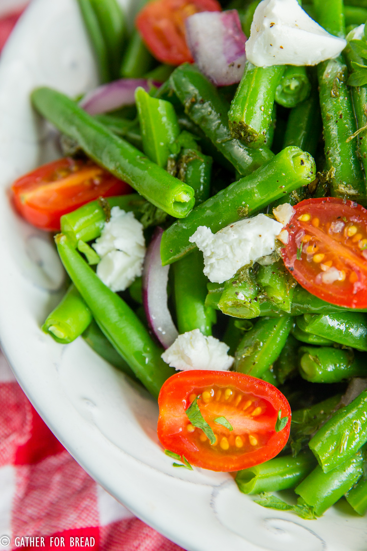 Cold Green Bean Salad - Best Marinated string bean salad recipe - made with a homemade vinaigrette, perfect side dish for summer picnics, potlucks, grilling and more.