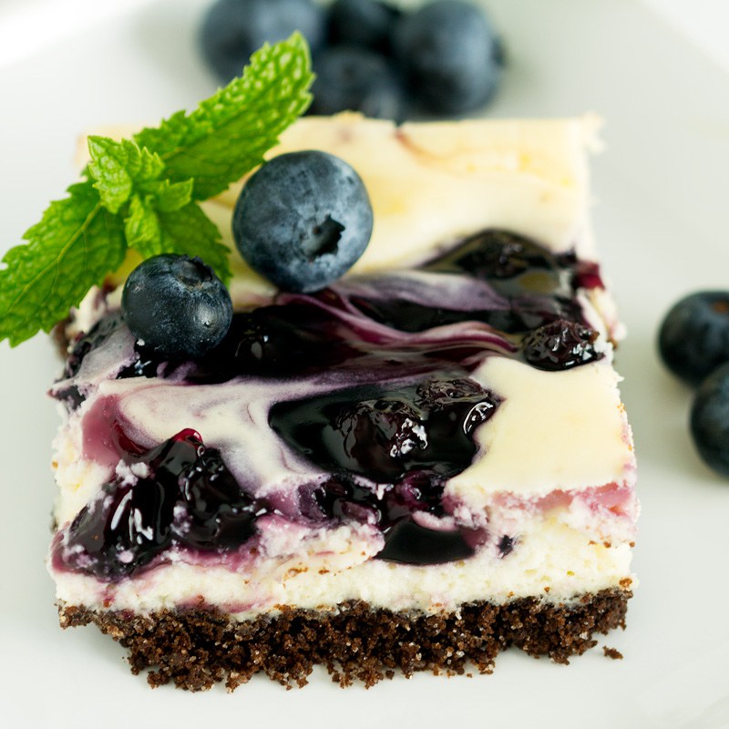 Blueberry Swirl Cheesecake Bars