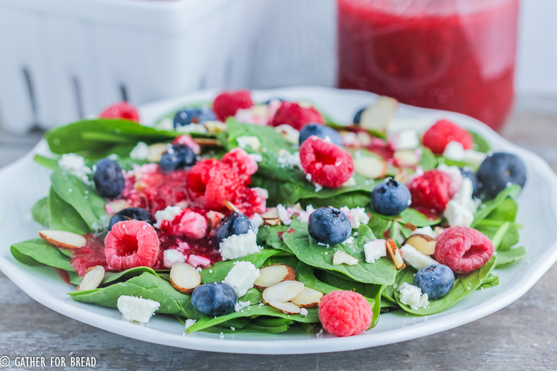 Berry Spinach Salad with Homemade Raspberry Vinaigrette
