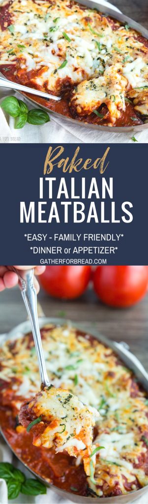 Baked Italian Meatballs - Cheesy Chicken Meatballs in a red pasta sauce. #meatballs #chickenmeatballs #gamedayfood