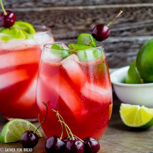 Homemade Cherry Limeade - How to make cherry limeade at home with REAL cherries and limes. The recipe makes delicious summer drink made with NO food coloring or fake ingredients.