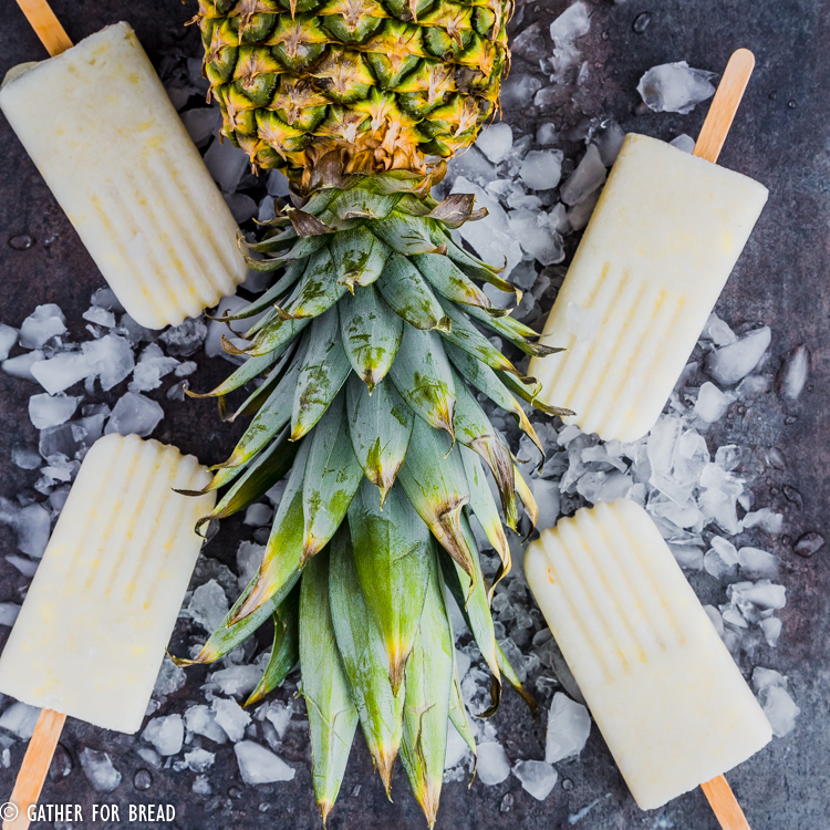 Pina Colada Popsicles - Cold refreshing pops. Make popsicles at home with REAL coconut milk, pineapple, coconut flakes for a healthy summer snack.