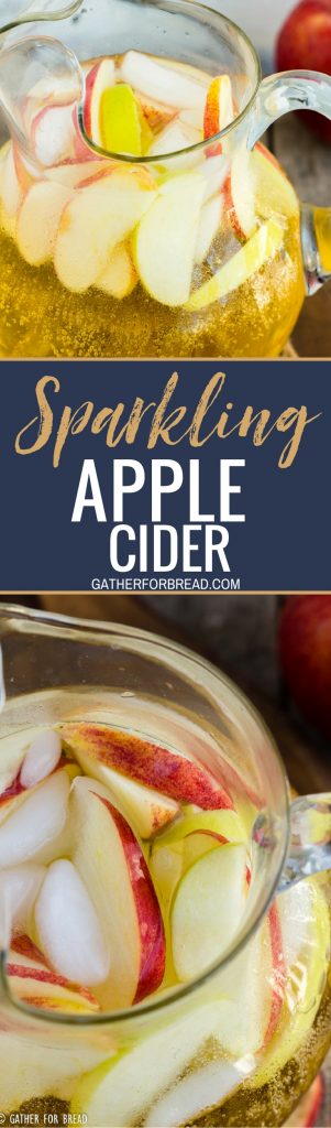 Sparkling Apple Cider -  An easy homemade mix of apple juice concentrate and sparkling water for a no-fuss pretty drink to serve guests this fall season. Simple and sweet.