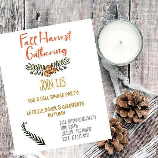 Fall Harvest Invite - Free Printable for Fall Harvest Party Gathering - Print and use for yourself